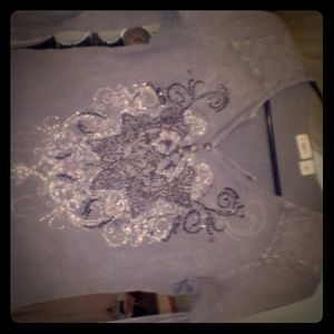 Grey shirt wih bead embellishment